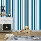 Papel De Parede Adesivo Lavável Listrado Azul Turquesa 12m
