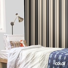 Papel De Parede Adesivo Lavável Listrado Bege E Preto 18m