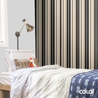 Papel De Parede Adesivo Lavável Listrado Bege E Preto 6m