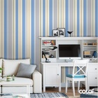 Papel De Parede Adesivo Lavável Listrado Cinza E Azul 3m
