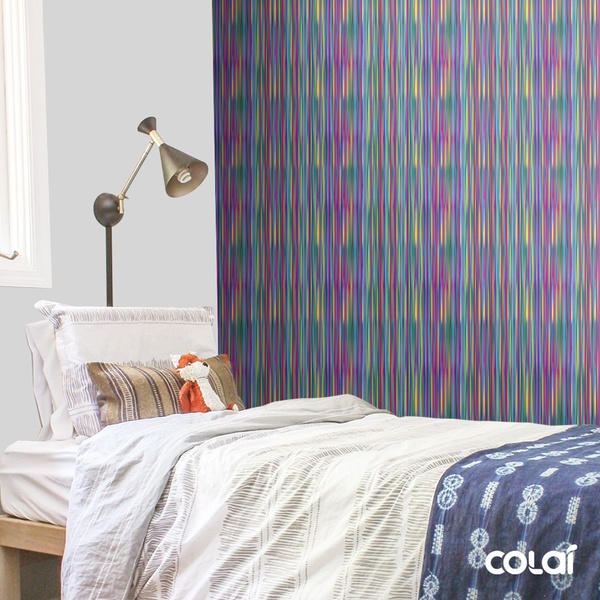 Papel De Parede Adesivo Lavável Listrado Colorido 12m