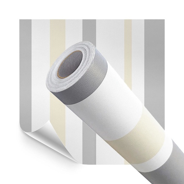 Papel De Parede Adesivo Lavavel Listrado Creme E Cinza 500x60