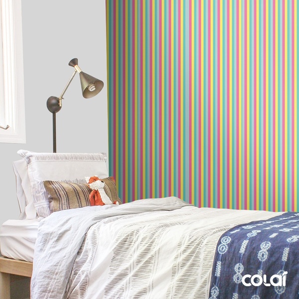 Papel De Parede Adesivo Lavável Listrado Multicor 18m
