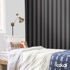 Papel De Parede Adesivo Lavável Listrado Preto E Cinza 15m