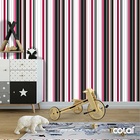 Papel De Parede Adesivo Lavável Listrado Rosa E Preto 18m