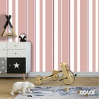 Papel De Parede Adesivo Lavável Listrado Rosê E Branco 6m