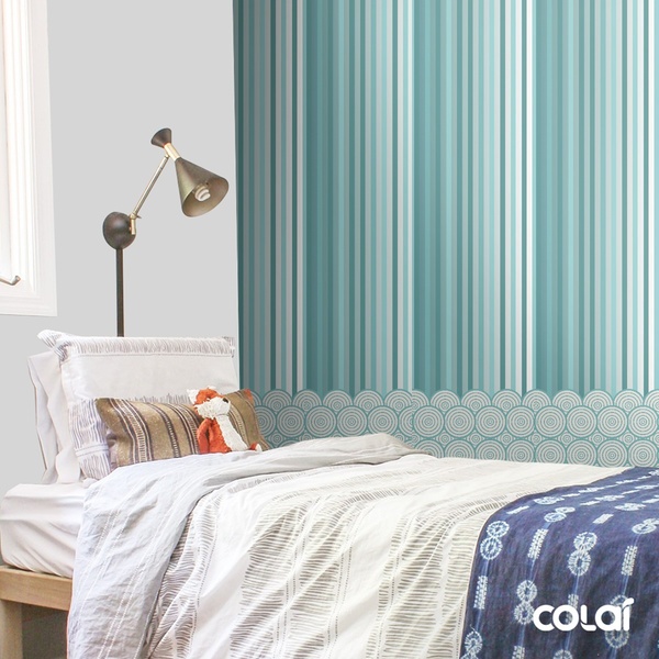 Papel De Parede Adesivo Lavável Listrado Tons De Azul 6m