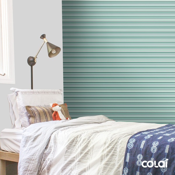 Papel De Parede Adesivo Lavável Listrado Verde 18m