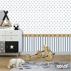 Papel De Parede Adesivo Lavável Listras Azuis Coroadas 18m