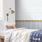 Papel De Parede Adesivo Lavável Listras Azuis Coroadas 9m