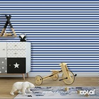 Papel De Parede Adesivo Lavável Listras Azul E Branca 6m