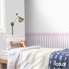 Papel De Parede Adesivo Lavável Listras Rosas Coroadas 15m