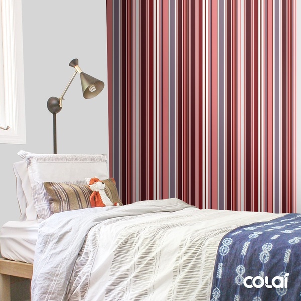 Papel De Parede Adesivo Lavável Listras Rosas E Bordô 3m