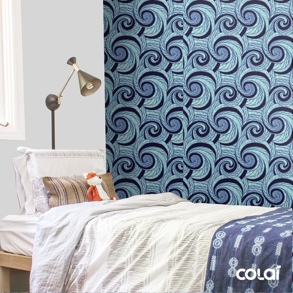 Papel De Parede Adesivo Lavável Loop Azul 3m