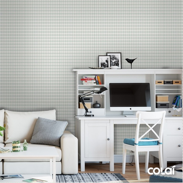 Papel De Parede Adesivo Lavável Losango Xadres 12m