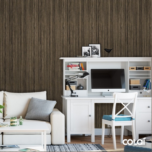 Papel De Parede Adesivo Lavável Madeira Ébano 15m