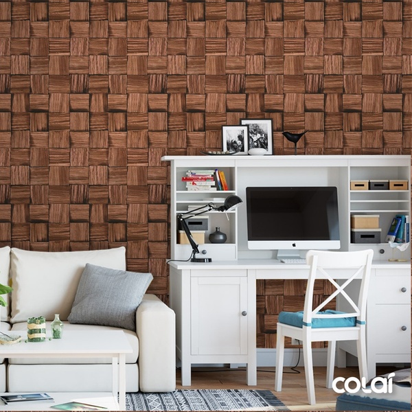 Papel De Parede Adesivo Lavável Madeira Quadrada 3m