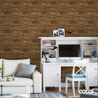 Papel De Parede Adesivo Lavável Madeira Tabaco 15m