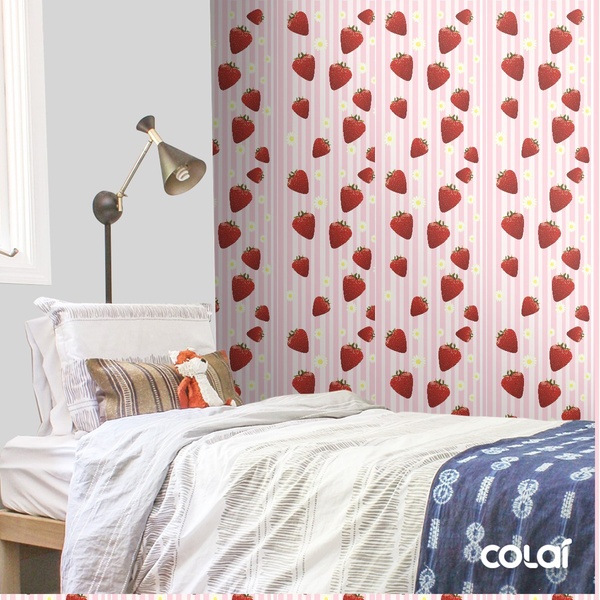 Papel De Parede Adesivo Lavável Morangos 9m