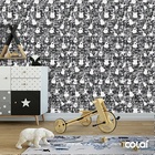 Papel De Parede Adesivo Lavável Musical Fundo Preto 18m