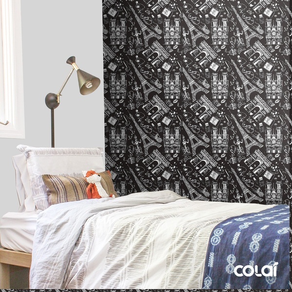 Papel De Parede Adesivo Lavável Paris Branco E Preto 12m