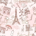 Papel De Parede Adesivo Lavável Paris Desenho Rosa 3m