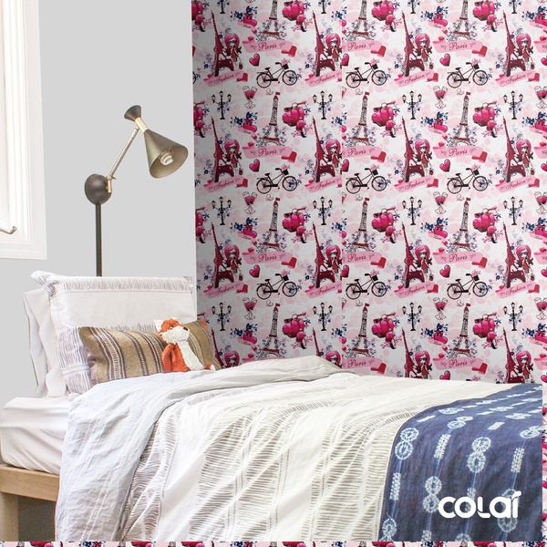 Papel De Parede Adesivo Lavável Paris Rosa 3m