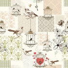 Papel De Parede Adesivo Lavável Pássaros Retro 15m