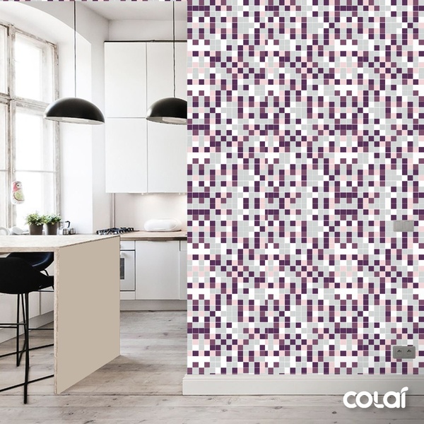 Papel De Parede Adesivo Lavável Pastilhas Multicor 15m