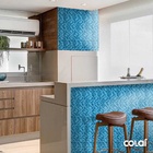 Papel De Parede Adesivo Lavável Pastilhas Tons De Azul 3m