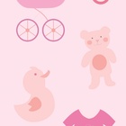 Papel De Parede Adesivo Lavável Pato E Urso Rosa 15m