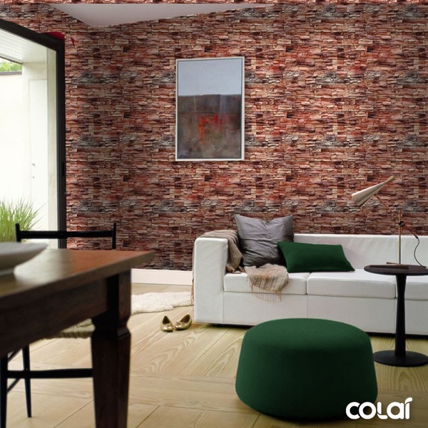 Papel De Parede Adesivo Lavável Pedra 3d Filete Marrom 12m