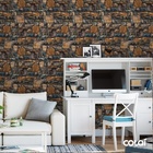 Papel De Parede Adesivo Lavável Pedra 3d Irregular Escura 9m