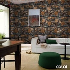 Papel De Parede Adesivo Lavável Pedra 3d Irregular Escura 9m