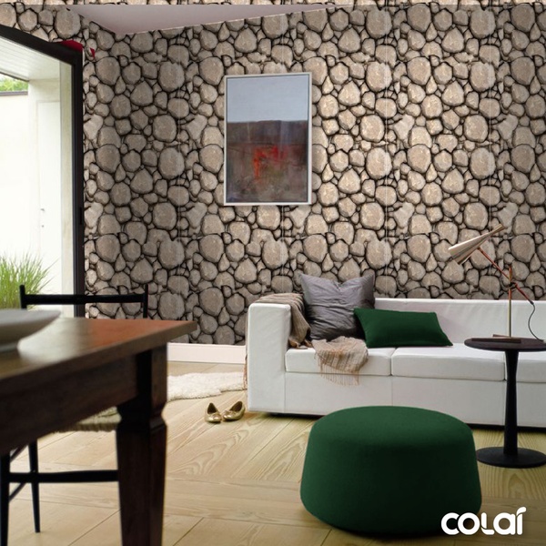 Papel De Parede Adesivo Lavável Pedra 3d Víntage 6m