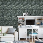 Papel De Parede Adesivo Lavável Pedra Feilete Verde  15m