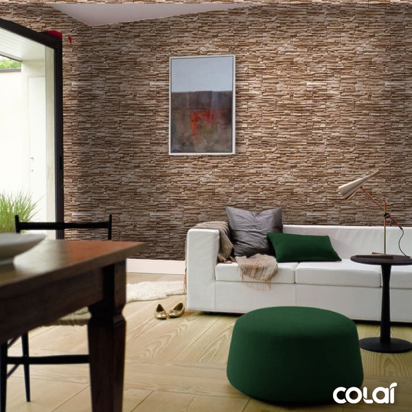 Papel De Parede Adesivo Lavável Pedra Filete Irregular  9m