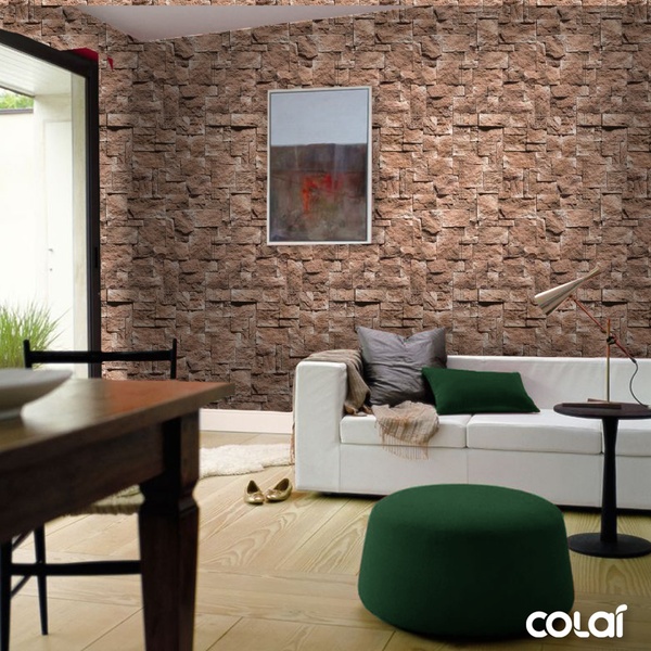 Papel De Parede Adesivo Lavável Pedra Goiás Ferrugem 6m