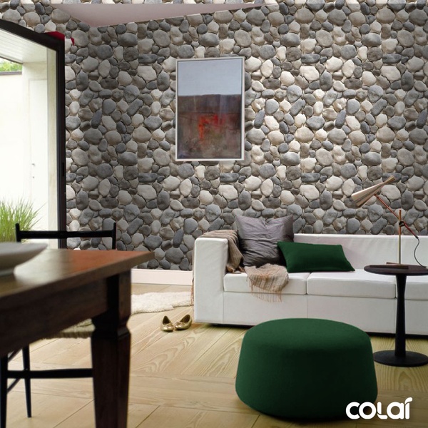 Papel De Parede Adesivo Lavável Pedra Ovo De Pato 18m