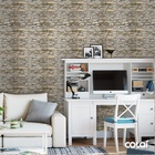 Papel De Parede Adesivo Lavável Pedra Rústico Bege  9m