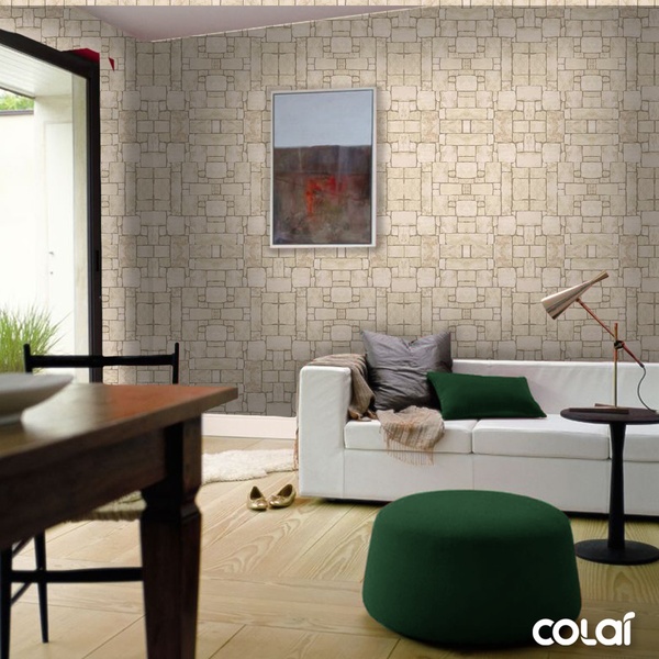 Papel De Parede Adesivo Lavável Pedra Vinículo Bege 18m