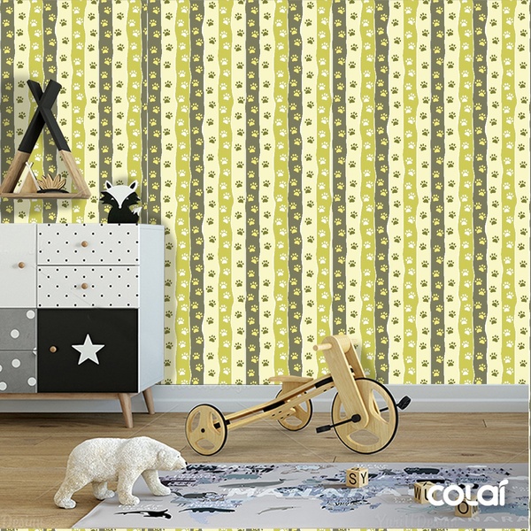 Papel De Parede Adesivo Lavável Pegadas De Pets 9m