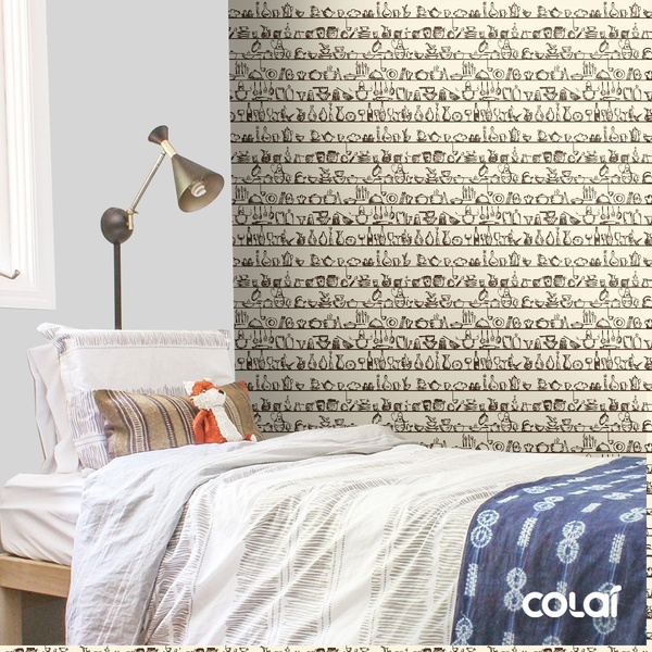 Papel De Parede Adesivo Lavável Prateleira Vintage 9m