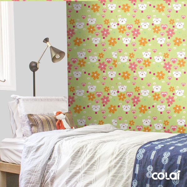 Papel De Parede Adesivo Lavável Primavera Fundo Verde 15m