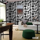 Papel De Parede Adesivo Lavável Quadrados Pretos 3d 15m