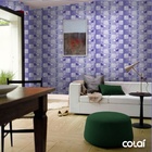 Papel De Parede Adesivo Lavável Quadrados Roxos 15m