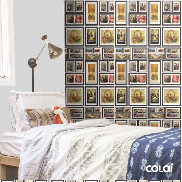 Papel De Parede Adesivo Lavável Quadros Vintage 6m