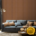 Papel De Parede Adesivo Lavável Ripado Escuro Quarto Sala