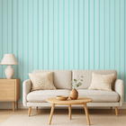 Papel De Parede Adesivo Lavável Ripado Madeira Azul 10m