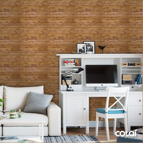 Papel De Parede Adesivo Lavável Ripas De Angico-preto 15m